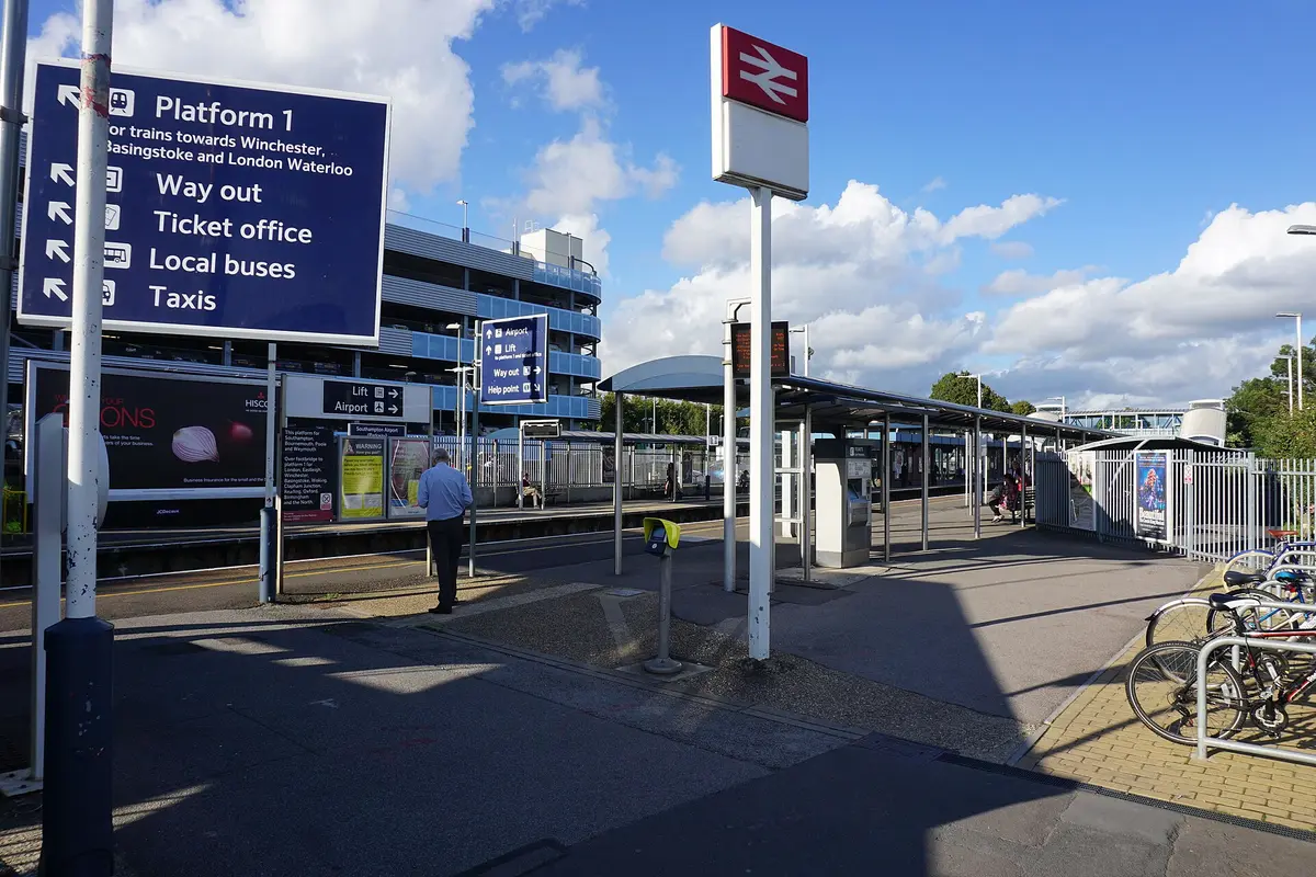 Southampton Airport Parkway station with its platform signs