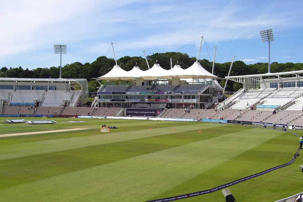 The pitch and pavilion stands at the Utilita Bowl cricket ground